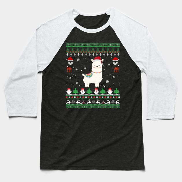 ugly sweater - Llama ugly sweater Baseball T-Shirt by Bagshaw Gravity